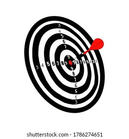 Isolated colourful dart in the top ten in cartoon style. Success concept Vector illustration
