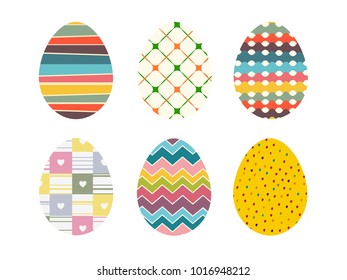 isolated colourful easter eggs set flat vector design