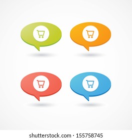 Isolated comic balloons with shopping cart icons