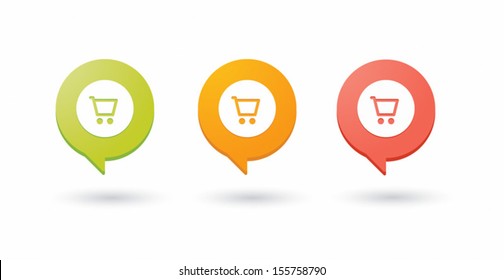 Isolated comic balloons with shopping cart icons