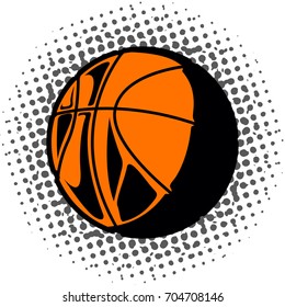 Isolated comic basketball ball on a white background, vector illustration