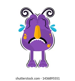 Isolated comic crying monster over a white background - Vector