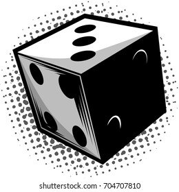 Isolated comic dice on a white background, vector illustration