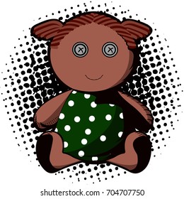 Isolated comic doll on a white background, vector illustration