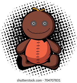 Isolated comic doll on a white background, vector illustration