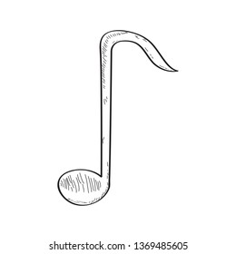 Isolated comic eighth note sketch. Vector illustration design