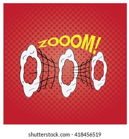 Isolated comic expression on a red textured background