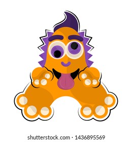 Isolated comic happy monster over a white background - Vector
