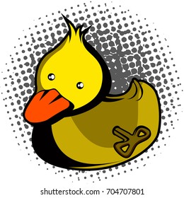 Isolated comic rope duck on a white background, vector illustration