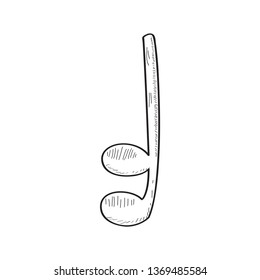 Isolated comic sixteenth note sketch. Vector illustration design