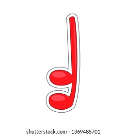 Isolated comic sixteenth note. Vector illustration design