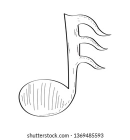 Isolated comic sixty-fourth note sketch. Vector illustration design