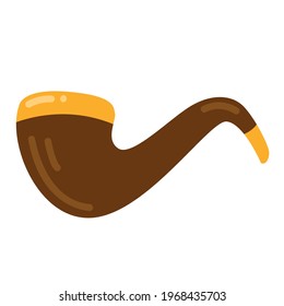 Isolated comic smoking pipe cartoonish style