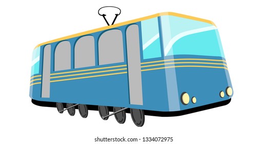 Isolated comic trolley image. Public transport. Vector illustration design