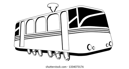 Isolated comic trolley image. Public transport. Vector illustration design