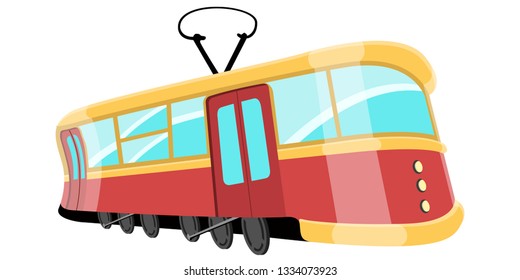 Isolated comic trolley image. Public transport. Vector illustration design