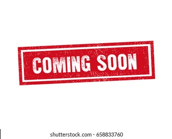 Isolated COMING SOON red stamp seal text message on white background