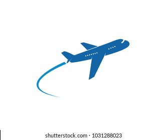 Isolated commercial airplane flight leaving a vapor trail vector illustration