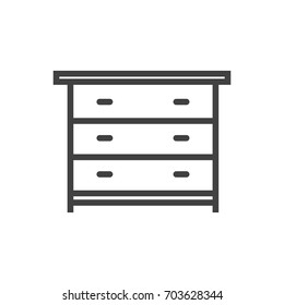 Isolated Commode Outline Symbol On Clean Background. Vector Drawer Unit Element In Trendy Style.