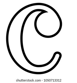 Isolated common time signature. Musical note