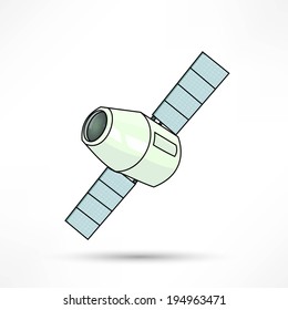Isolated communication satellite icon with solar cells