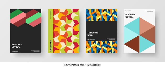 Eigene Firmenbroschüre A4, Vektordesign Layout-Kollektion. Mehrfarbige Mosaikfliesen Pamphlet-Konzept-Komposition.