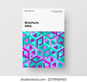 Isolated company brochure design vector template. Unique geometric pattern banner illustration.