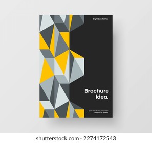 Isolated company brochure design vector illustration. Fresh mosaic shapes cover layout.