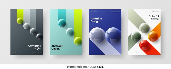 Conjunto de plantillas vectoriales de diseño de portada de empresa aislada. Colección única realista de pancartas de bolas.