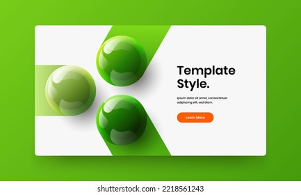 Isolated company cover design vector template. Trendy realistic balls corporate brochure layout.