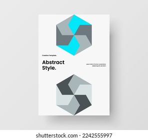 Isolated company cover vector design illustration. Creative geometric hexagons pamphlet template.