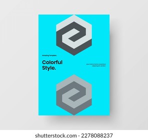 Isolated company identity A4 vector design concept. Bright geometric shapes front page template.