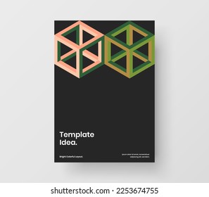 Isolated company identity design vector concept. Colorful mosaic shapes journal cover layout.