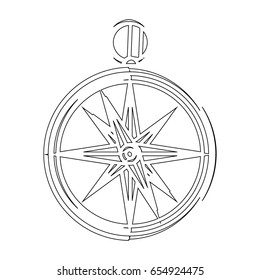 Isolated compass outline on a white background, Vector illustration