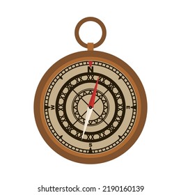 Isolated compass traveler, icon vector. Vintage, retro, minimalism design.