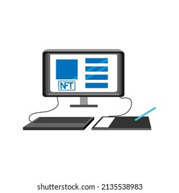 Vector de ilustración digital de ntf con animación por ordenador aislado
