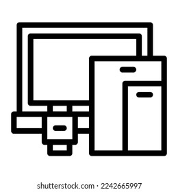 Isolated computer devices in outline icon on white background. Gadget, smartphone, tablet, smartwatch, laptop