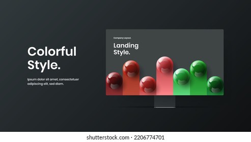 Diseño de página de inicio de simulación de pantalla de equipo aislado. Plantilla vectorial de diseño de banner Vivid.