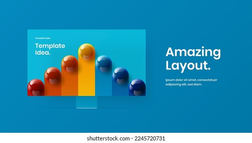 Isolated computer display mockup landing page template. Unique web project vector design concept.