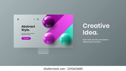 Isolated computer display mockup site layout. Creative landing page design vector illustration.