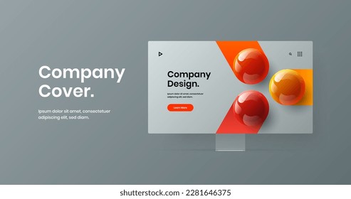 Isolated computer display mockup site screen layout. Original banner design vector template.
