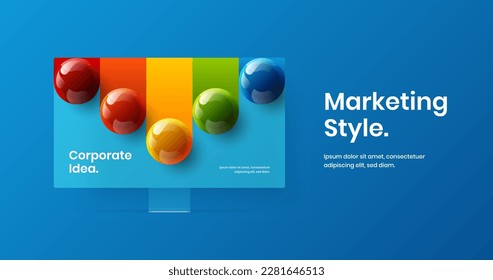 Isolated computer display mockup web banner template. Unique site vector design concept.
