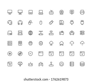 Isolated Computer & IT Elements Icon pack with Line Color style