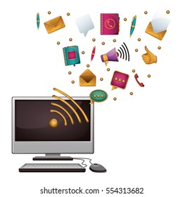 Isolated computer and media icon design