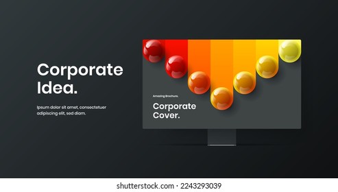Isolated computer monitor mockup presentation layout. Vivid web project vector design template.