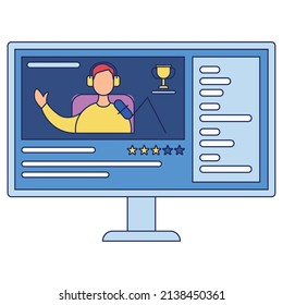 Isolated computer monitor with a stream service app Vector