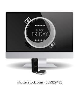 Isolated computer screen with a baaalack friday background