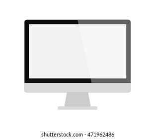 Isolated computer screen. Computer monitor on white background. Blank black screen.
