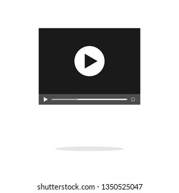 Isolated computer screen with play button on white background. Concept of video, audio playback, multimedia, stream.