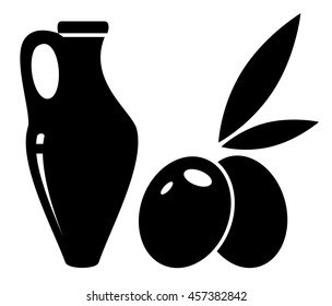 isolated concept symbol with jar of olive oil